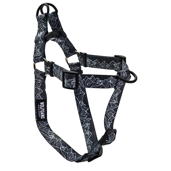 WolfMountain Comfort Durable Polyester Dog Harness Black & White Geometric Wave Form Pattern