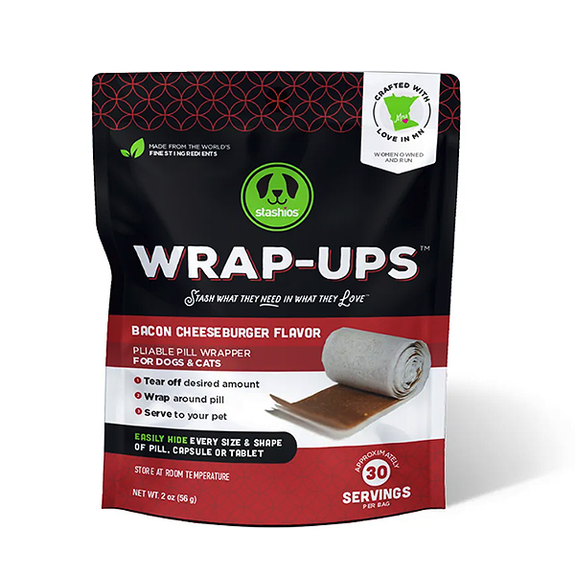 Wrap-Ups Bacon Cheeseburger Flavor Pliable Pill Wrapper Grain-Free Dog Treats