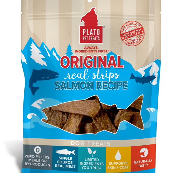 Plato All Natural Salmon Strips Dog Treats