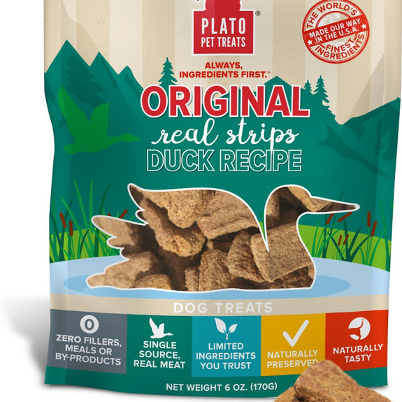 Plato All Natural Duck Strips Dog Treats