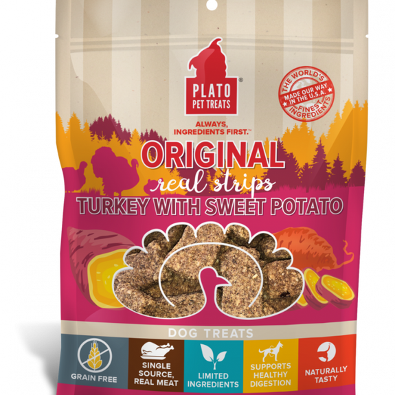 Plato Grain Free Real Strips Turkey With Sweet Potato Dog Treats