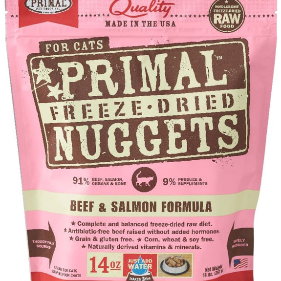 Primal Freeze Dried Nuggets Grain Free Beef & Salmon Formula Cat Food