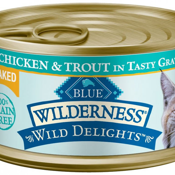 Blue Buffalo Wilderness Wild Delights Grain Free Flaked Chicken and Trout Canned Cat Food