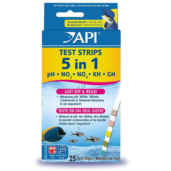 5 in 1 pH, NO2, NO3, KH, GH, Saltwater & Freshwater Aquarium Test Strips