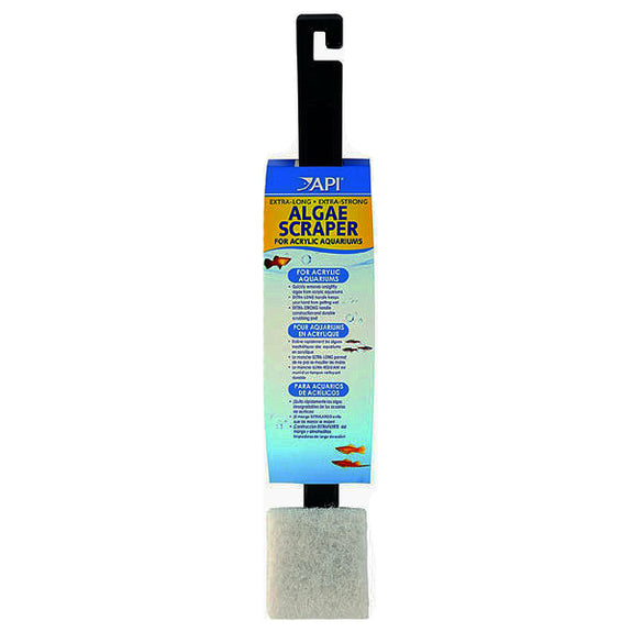 Extra Long Acrylic Aquarium Algae Scraper with 2-Sided Scrubbing Pad