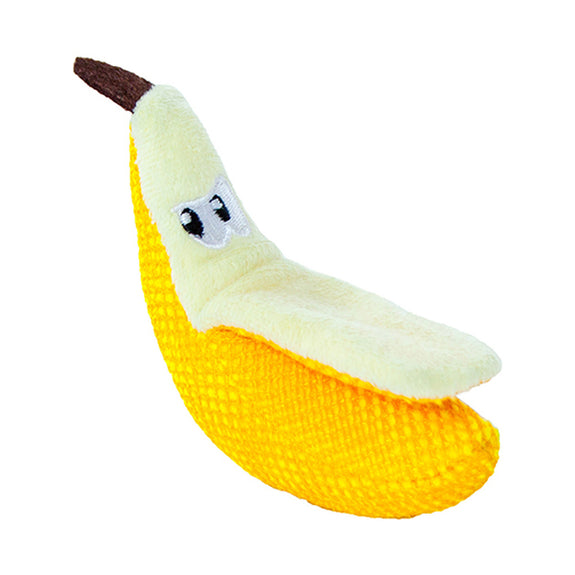 Banana Catnip Plush with Mesh Dental Cat Chew Toy