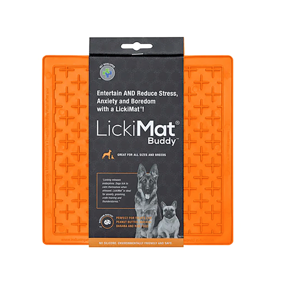 LickiMat Classic Buddy Solo Slow Feeder Dog Toy Orange