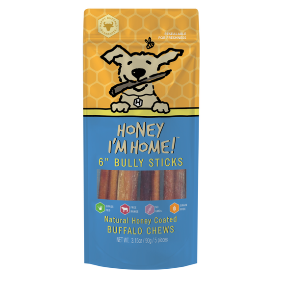 Buffalo Bully Sticks Coated in Honey Grain-Free Dog Chews
