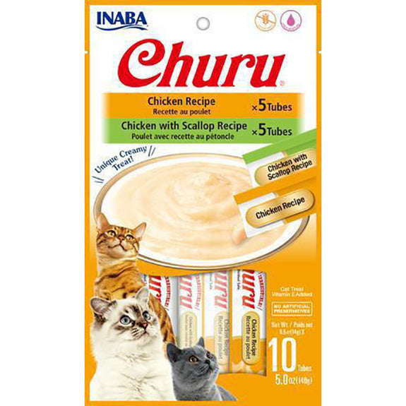 Churu Chicken Puree Variety Pack Grain-Free Lickable Cat Treats