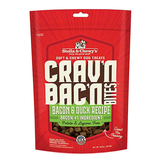 Crav'n Bac'n Bites Bacon & Duck Recipe Soft Training Dog Treats