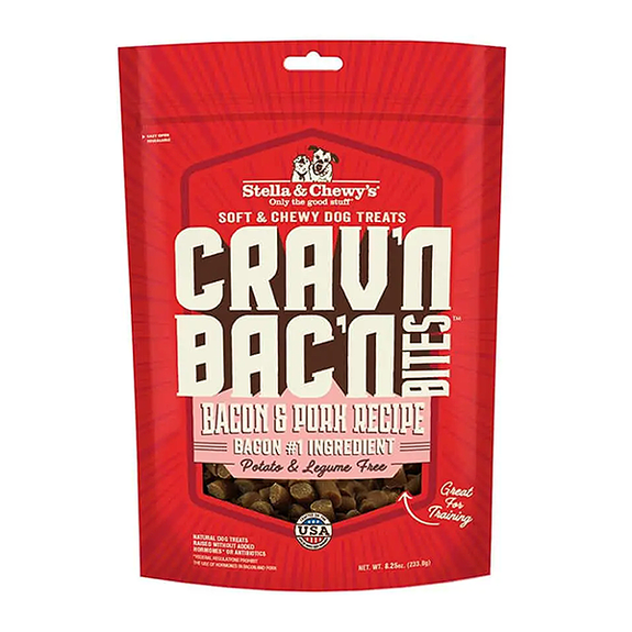 Crav'n Bac'n Bites Bacon & Pork Recipe Soft Training Dog Treats