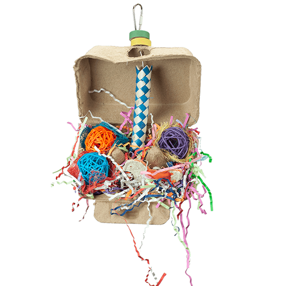 Happy Beaks Egg-Stravaganza Shredder Hanging Bird Toy