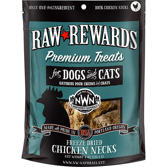Raw Rewards Premium Treats Chicken Necks Freeze-Dried Grain-Free Dog Treats