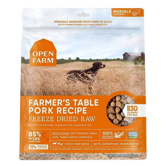 Farmer's Table Pork Recipe Freeze-Dried Raw Morsels Grain-Free Dog Food