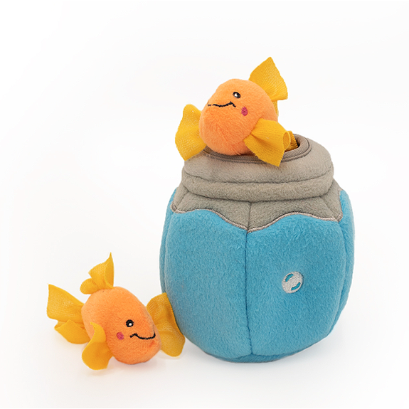 Zippy Burrow Fish Bowl Puzzle Hide and Seek Plush Cat Toy