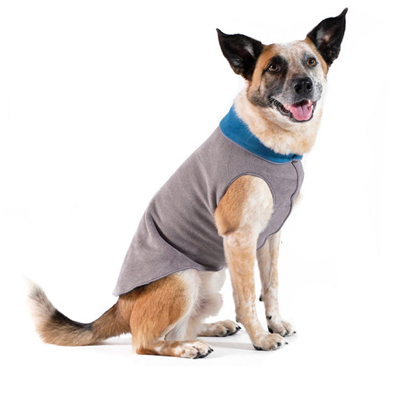 Duluth Double Fleece Pullover Dog Sweater Charcoal & Marine Blue