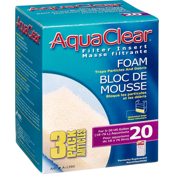Foam Mechanical & Biological Filter Inserts for the AquaClear 20 Power Filter