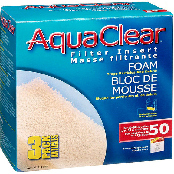 Foam Mechanical & Biological Filter Inserts for the AquaClear 50 Power Filter