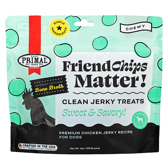 FriendChips Matter! Sweet & Savory Chewy Clean Jerky Chicken Bone Broth Grain-Free Dog Treats