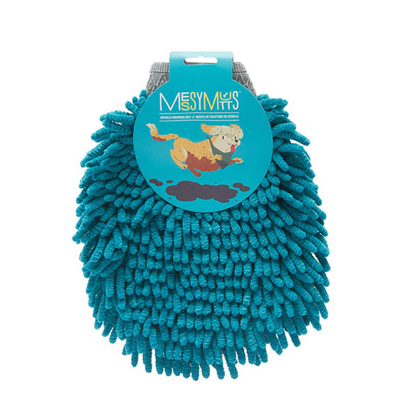 Microfiber Grooming Mitt for Dogs Blue