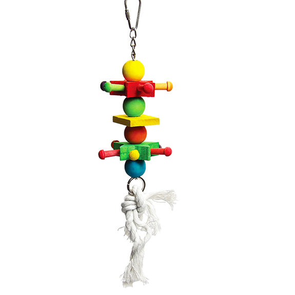 Happy Beaks Cowboy Spur Wooden & Rope Multicolored Hanging Bird Toy