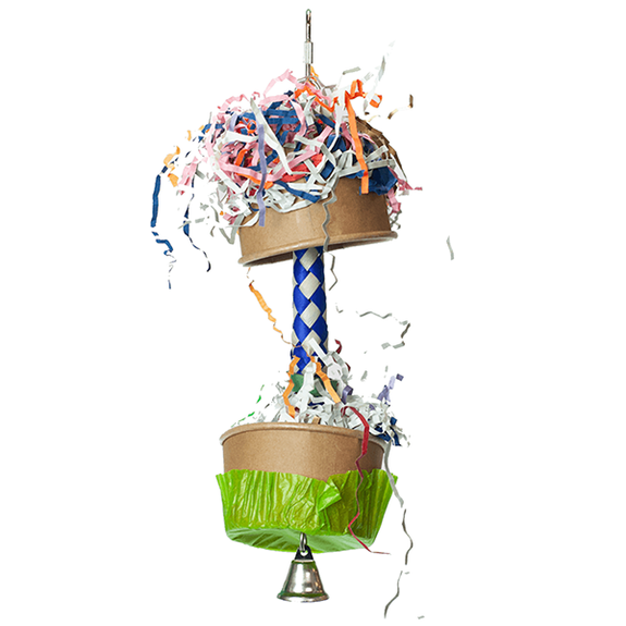 Happy Beaks Foraging Cupcake Shredder Hanging Bird Toy