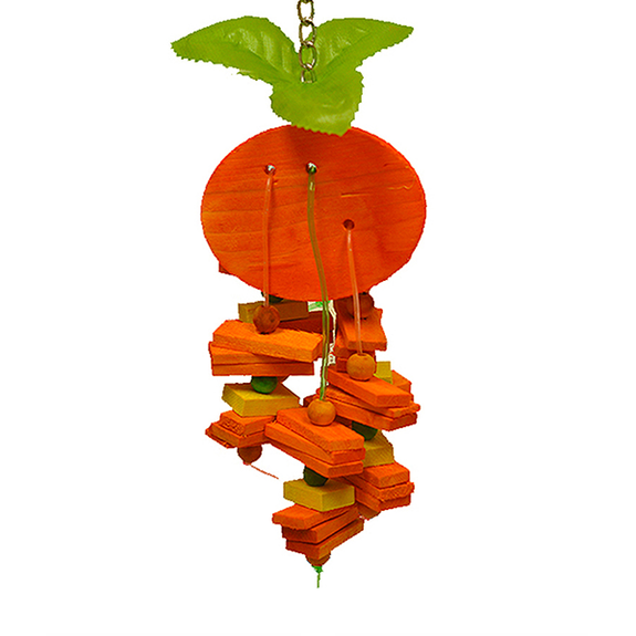 Happy Beaks Orange Wooden Hanging Small Bird Toy