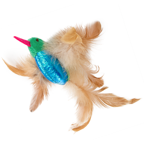 Hum Singer Noise Making Feather & Catnip Plush Cat Toy
