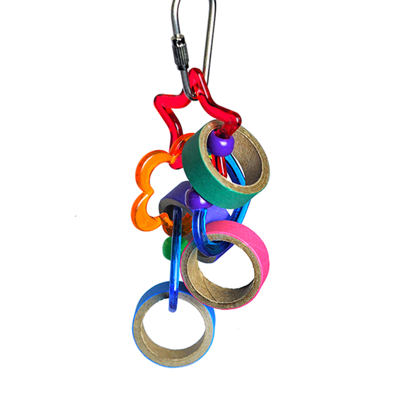Happy Beaks Keet Rings Hanging Multicolored Small Bird Toy