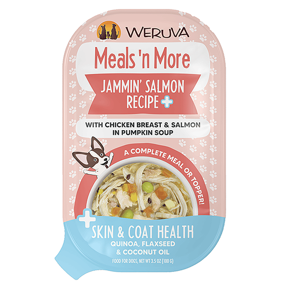 Meals 'n More Skin & Coat Health Jammin' Salmon Recipe Plus Chicken, Salmon & Pumpkin Wet Tray Dog Food