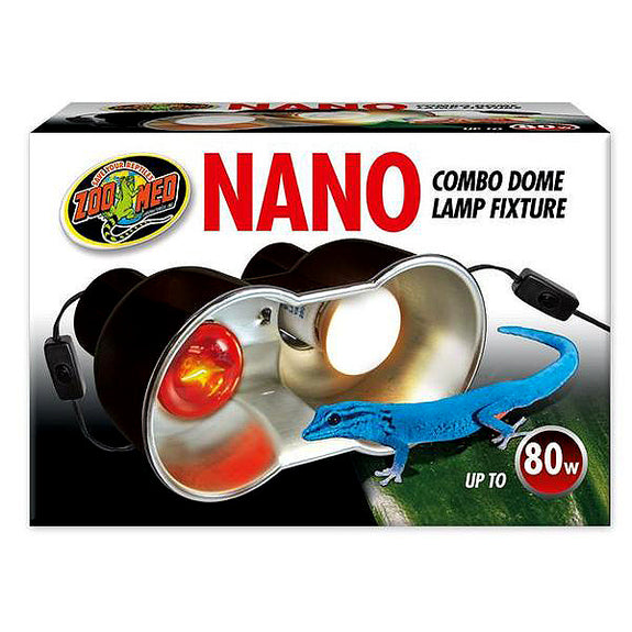 Nano Combo Dome Reptile Compact Lamp Fixture With On/Off Switch Black