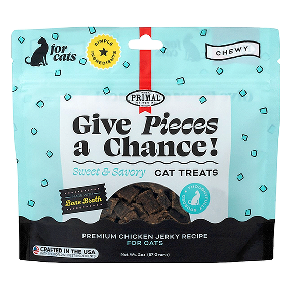 Give Pieces A Chance! Sweet & Savory Chewy Jerky Chicken Bone Broth Grain-Free Cat Treats