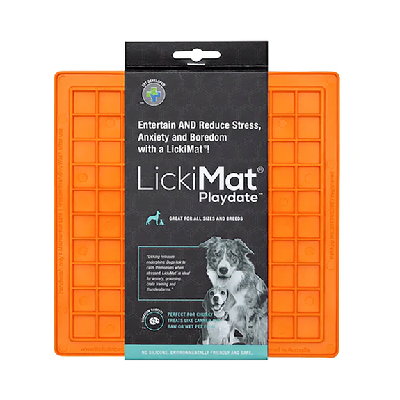 LickiMat Classic Playdate Solo Slow Feeder Dog Toy Orange