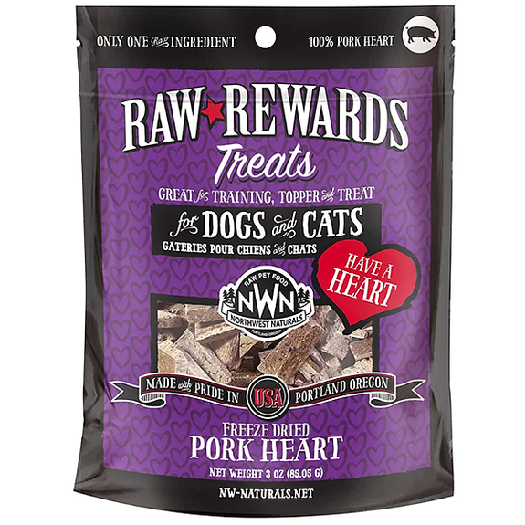 Raw Rewards 100% Pork Hearts Freeze-Dried Raw Grain-Free Dog & Cat Treats