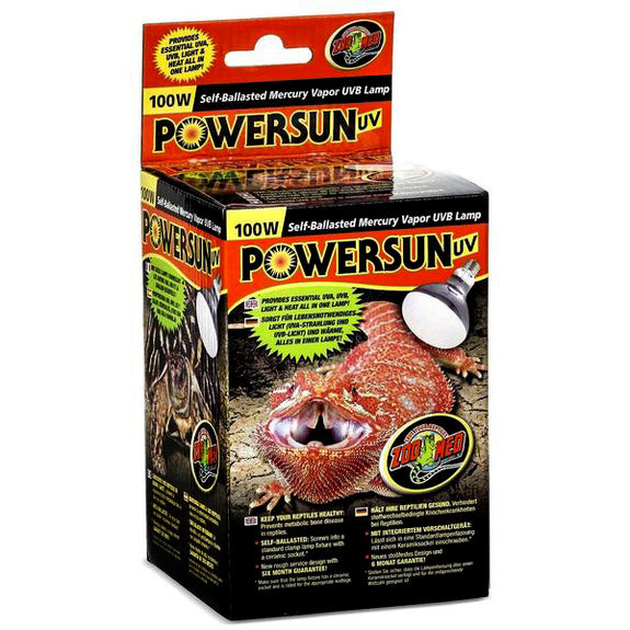 PowerSun UVA & UVB Mercury Vapor Bulb Reptile Light & Heat Emitter 100 Watt