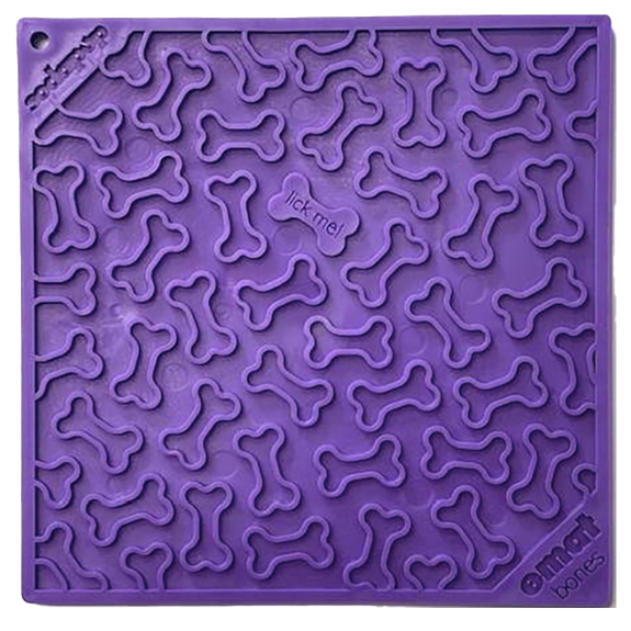 eMat Enrichment Feeder Square Licking Mat Purple Bones