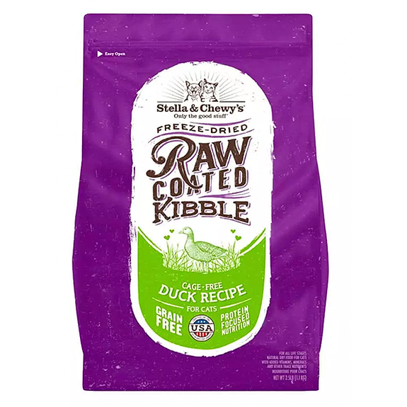 Raw Coated Kibble Cage Free Duck Recipe Grain-Free Dry Cat Food