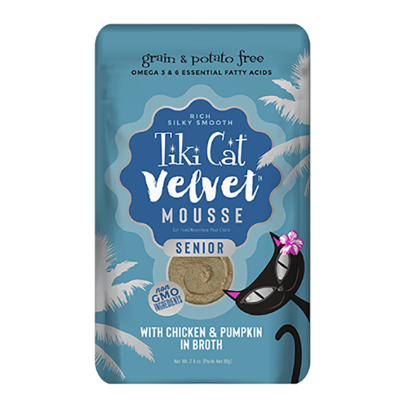 Velvet Mousse Chicken & Pumpkin in Broth Grain-Free Wet Pouch Senior Cat Food