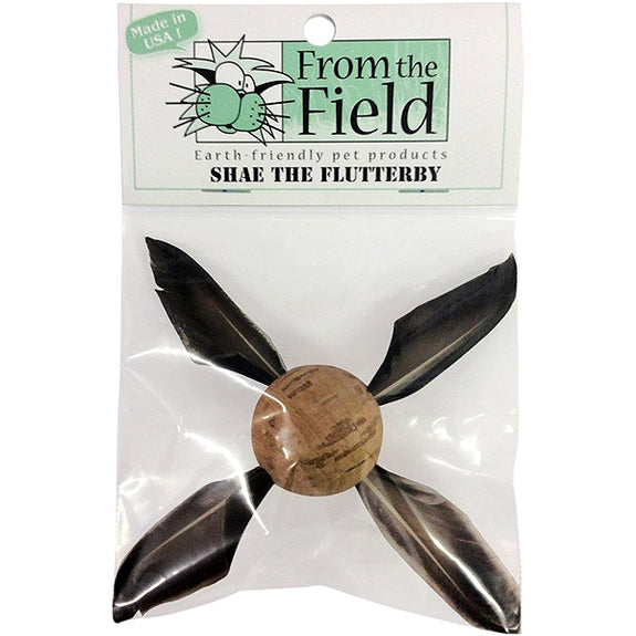 Shae the Flutterby Organic Cork Ball & Feathers Cat Toy