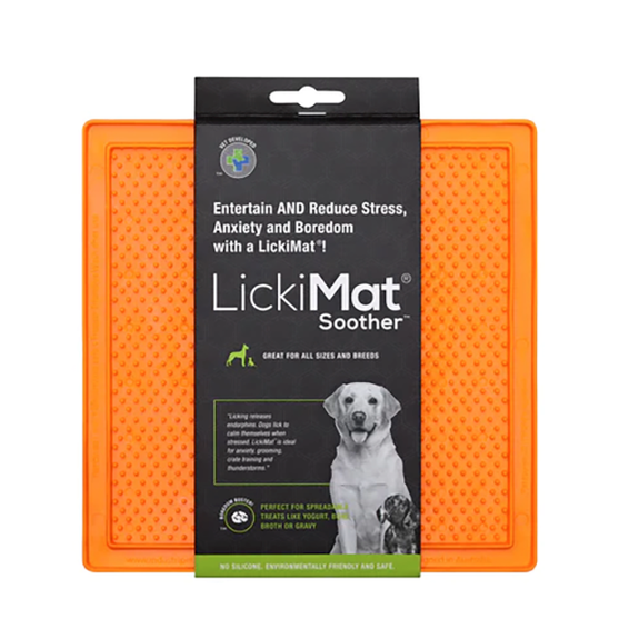 LickiMat Classic Soother Solo Slow Feeder Dog Toy Orange