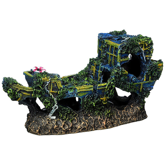 Resin Aquarium Sunken Treasure Ship Decoration