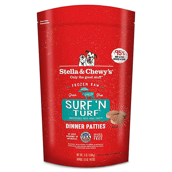 Surf 'N Turf Beef & Salmon Grain-Free Frozen Raw Dinner Patties Dog Food
