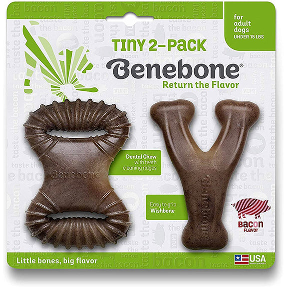 Tiny 2 Pack Bacon Flavored Nylon Dental Chew Dog Toys