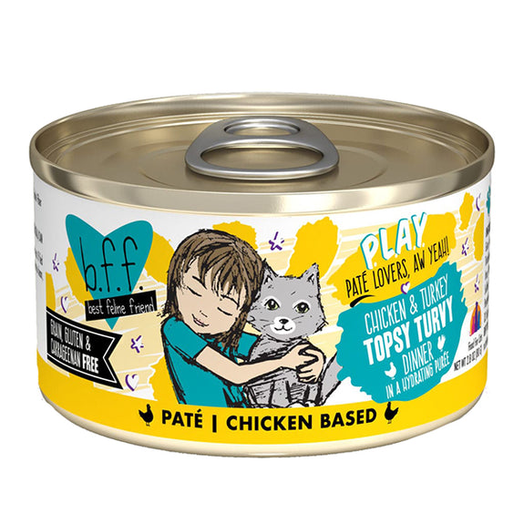 B.F.F. PLAY Chicken & Turkey Topsy Turvy Pate Canned Grain-Free Wet Cat Food