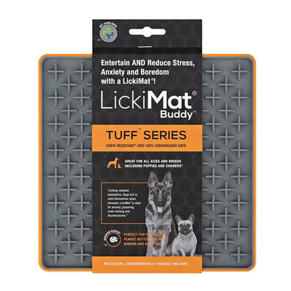 LickiMat Tuff Buddy Solo Slow Feeder Dog Toy Orange