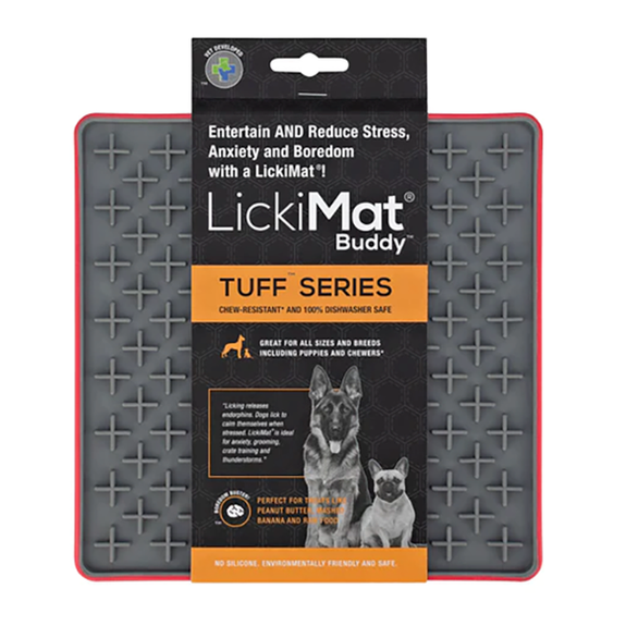 LickiMat Tuff Buddy Solo Slow Feeder Dog Toy Red