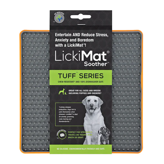 LickiMat Tuff Soother Solo Slow Feeder Dog Toy Orange