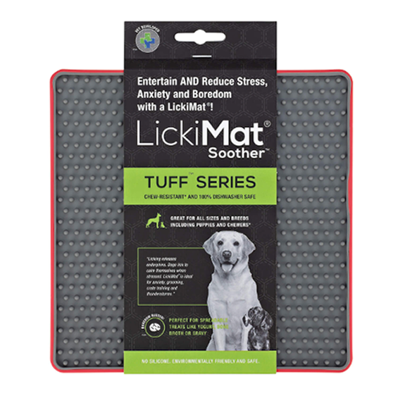 LickiMat Tuff Soother Solo Slow Feeder Dog Toy Red