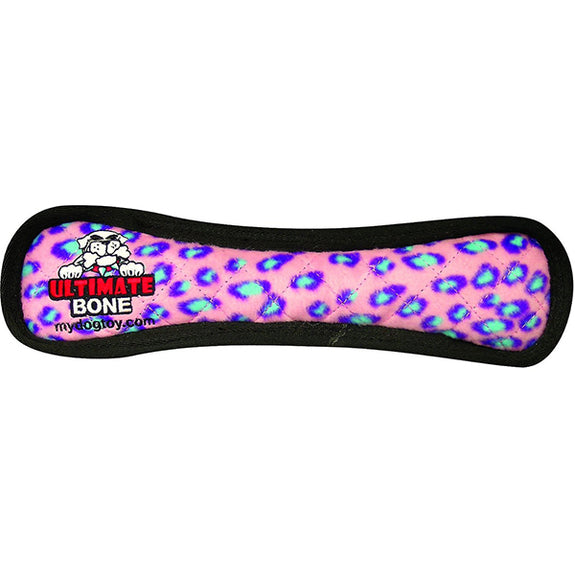 Ultimate Bone Durable Squeaky Fabric Plush Toy Pink