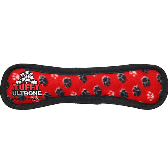 Ultimate Bone Durable Squeaky Fabric Plush Toy Red